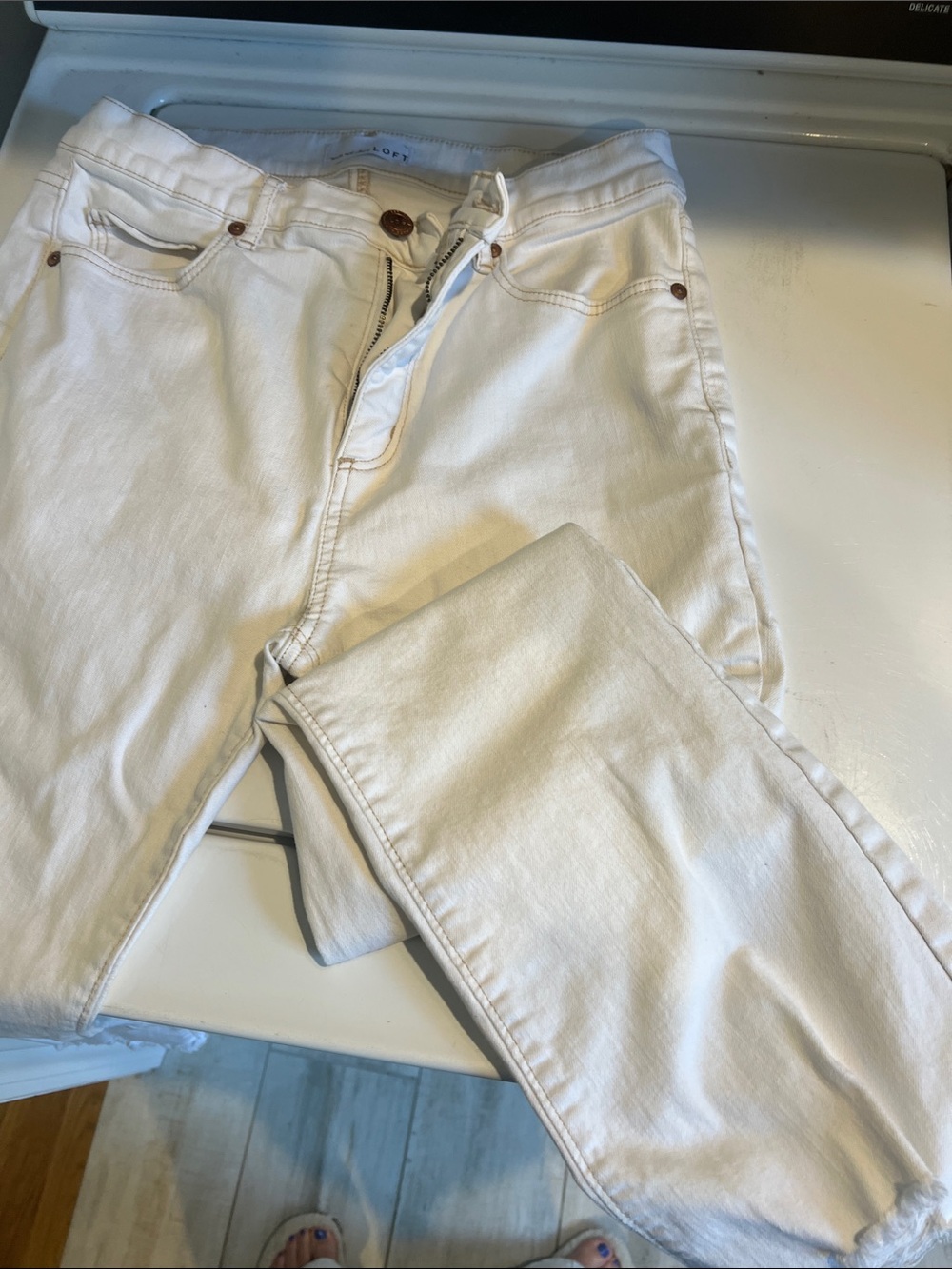 LOFT Straight Leg White Denim Jeans